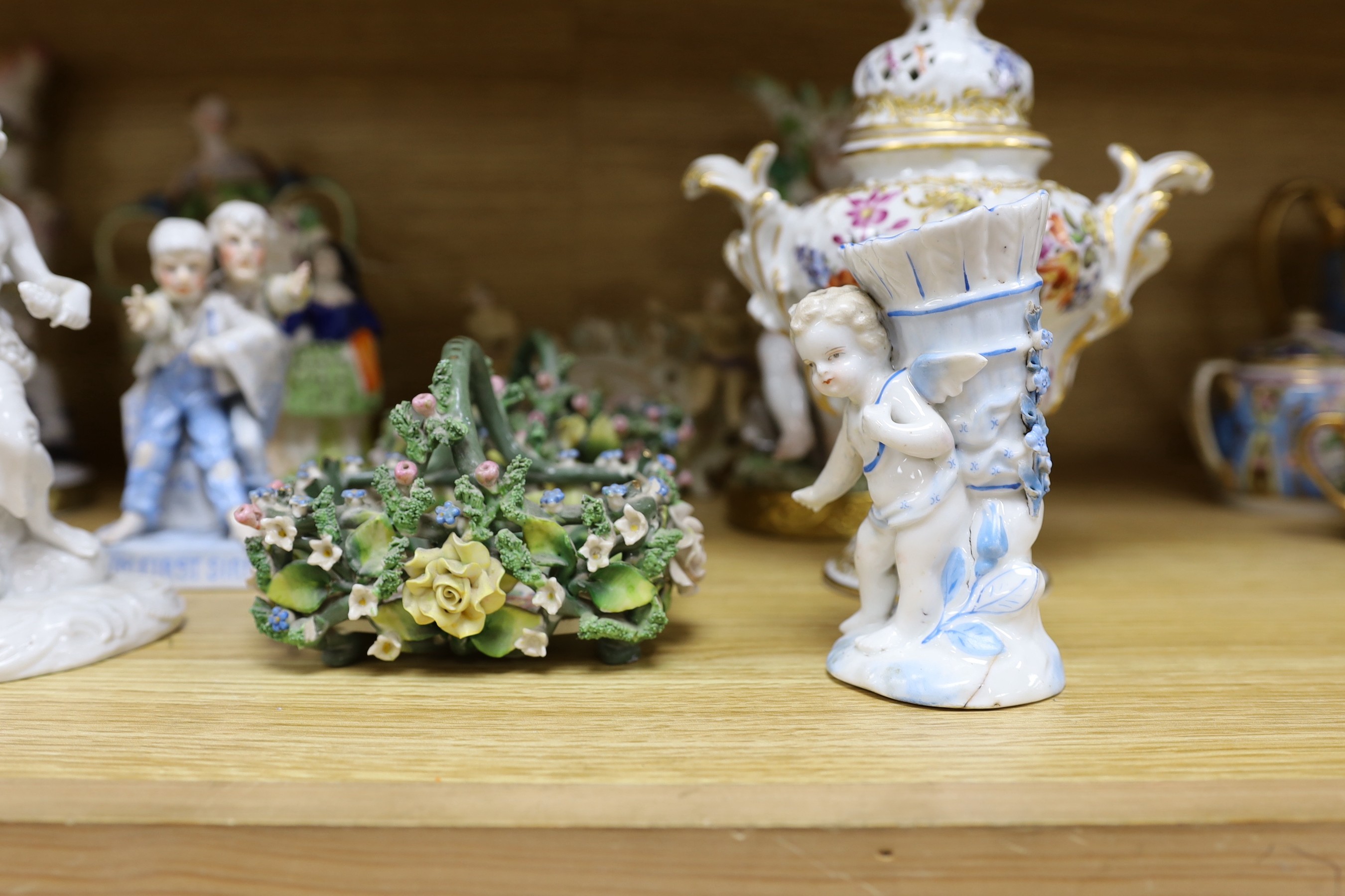 A group of continental and British porcelain figures and ornaments, to include Coalport, Staffordshire, Unterweissbach and others